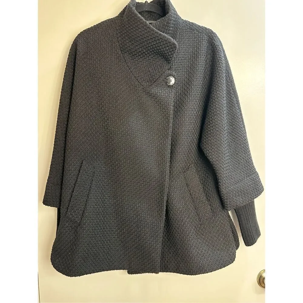 Calvin Klein black coat size 6 with removable knit sleeves